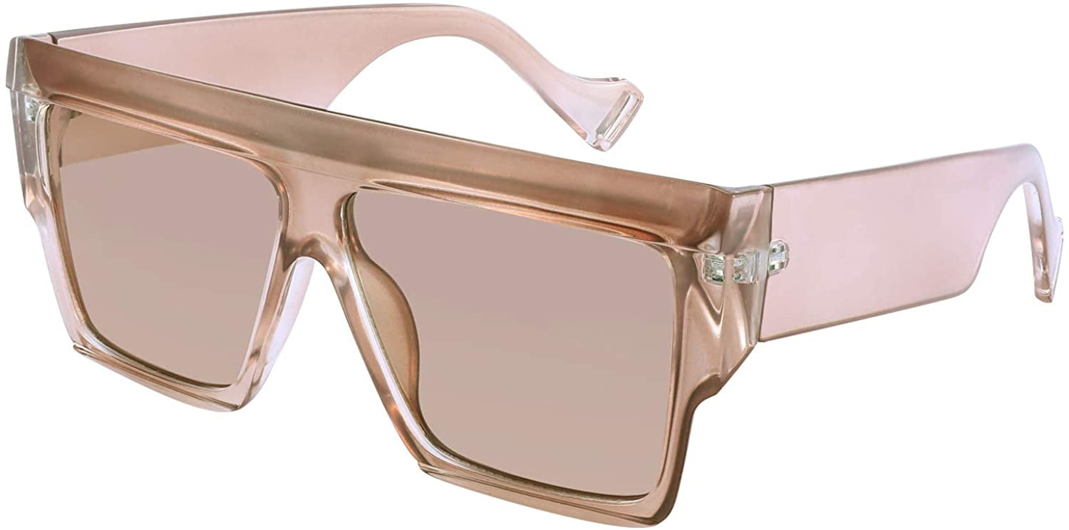 FEISEDY Oversized Flat Top Sunglasses Women Men Square Aviator Fashion