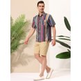 thumbnail image 4 of Camisa Rayas Lars Amadeus Botones Mangas Cortas Playa Verano Informal Multicolor XXL, 4 of 6