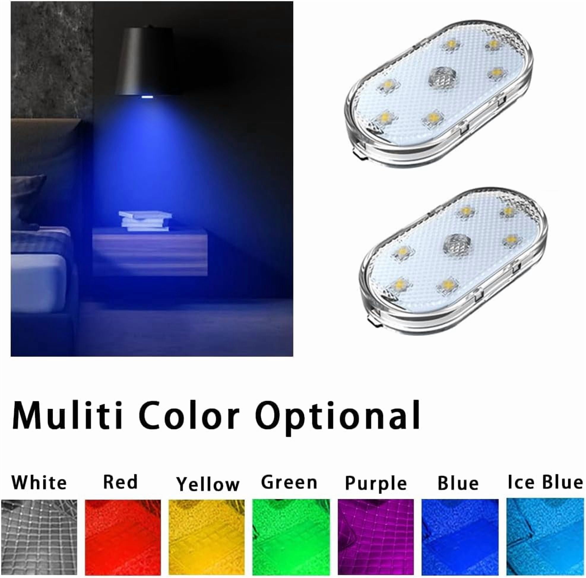 JJEAN-Mini LED Closet Light Wireless Touch Light USB Rechargeable Multi Color Cabinet Lighting for Bedroom Wardrobe Counter Kitchen (4Pcs/Pack) (Blue)