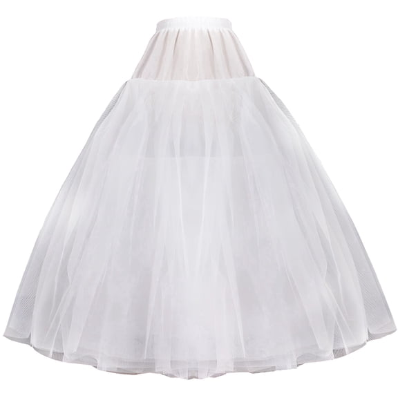 Women's A-Line Layered Tulle Underskirt - High Waist Elastic Slip for Wedding Dress, Prom & Formal Events (White, 4-Layer)