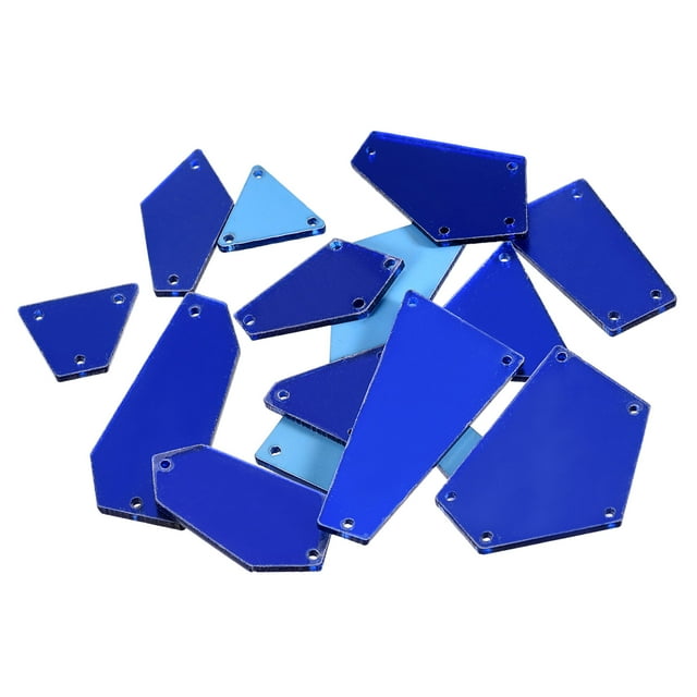 Unique Bargains 15Pack Mixed Shape Irregular Acrylic Sew on Mirror Pieces Rhinestones Beads, Blue