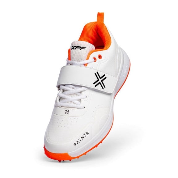 Payntr XPF-P6  Bowling Spike (White & Orange) Cricket Shoes