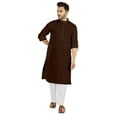 thumbnail image 5 of Atasi Indian Men's 2 Piece Kurta Pajama Set Henley Neck Cotton Casual Long Kurta, 5 of 7