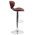 thumbnail image 3 of Contemporary Cozy Mid-Back Burgundy Vinyl Adjustable Height Barstool with Chrome Base, 3 of 9