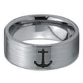 thumbnail image 2 of Tungsten Anchor Band Ring 8mm Men Women Comfort Fit Gray Flat Cut Brushed Polished, 2 of 4