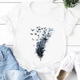 thumbnail image 3 of NAMTYQX Ladies Tops and Blouses Short Sleeve Plus Size Casual Crewneck Loose Stretch Basic Graphic Cool Dark Blue Size XL, 3 of 5