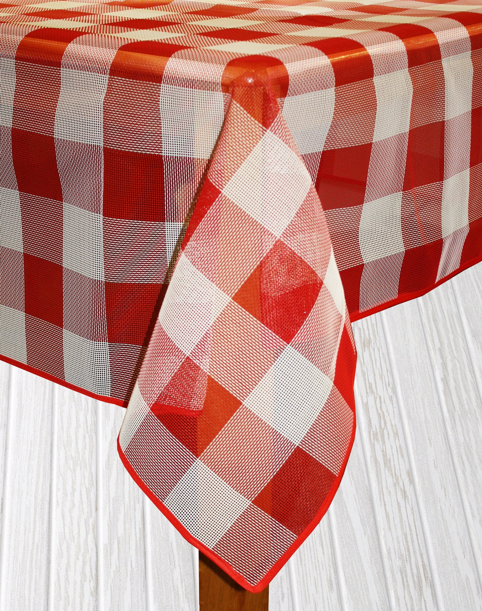 Lintex Linens Bistro Check Indoor/Outdoor Table Cloth, Red - Walmart