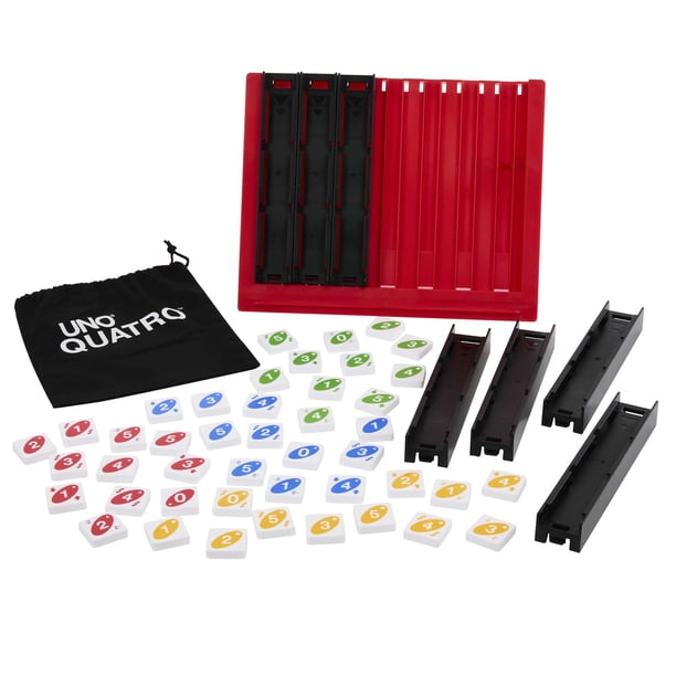 UNO Quatro Game, Adult, Colored Tiles & Plastic Game Grid, 2-4