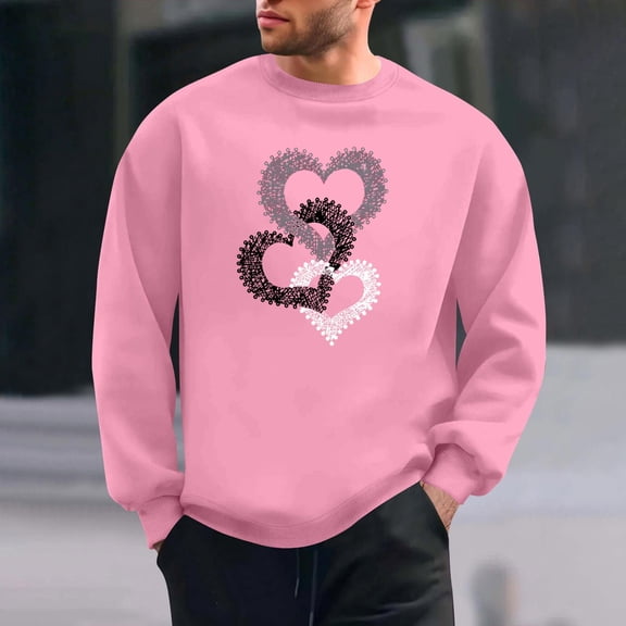 PNTUTB Men's Casual Crew Neck Long Sleeve Fashion Valentine's Day Print Pullover Comfortable Loose Sweatshirts