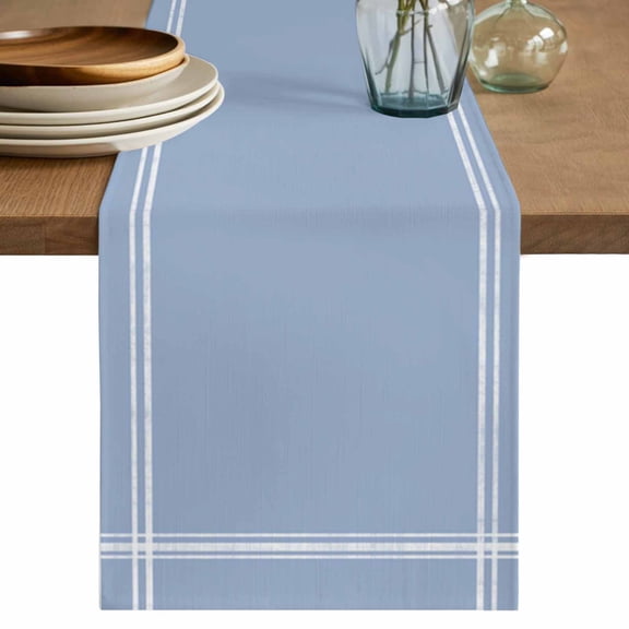 Table Runner Solid Color Soft Linen Style Table Runner Cloth Light Blue Dining Table Decor for Kitchen, Dining Room, Parties, Holiday & Everyday Use 13x108 Inch