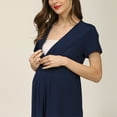 thumbnail image 4 of Fesfesfes Loose Fits Maternity Dress Short Sleeve Breastfeeding Neck Solid Color Summer Pregnancy Dress for Women Comfortable Large Size(Dark Blue,XL), 4 of 6