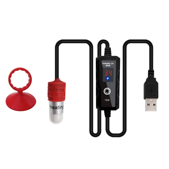 Automatic Submersible Thermostat, Heat Rod Over Temperature Protection Adjustable Temperature Aquarium Fish Tank Heater for Pond Betta Frogs 15W