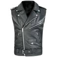 thumbnail image 1 of MYG Gilet Sans Manches pour Homme en Similicuir à Revers, Style Moto, Veste Mode Hip-Hop, 1 of 9