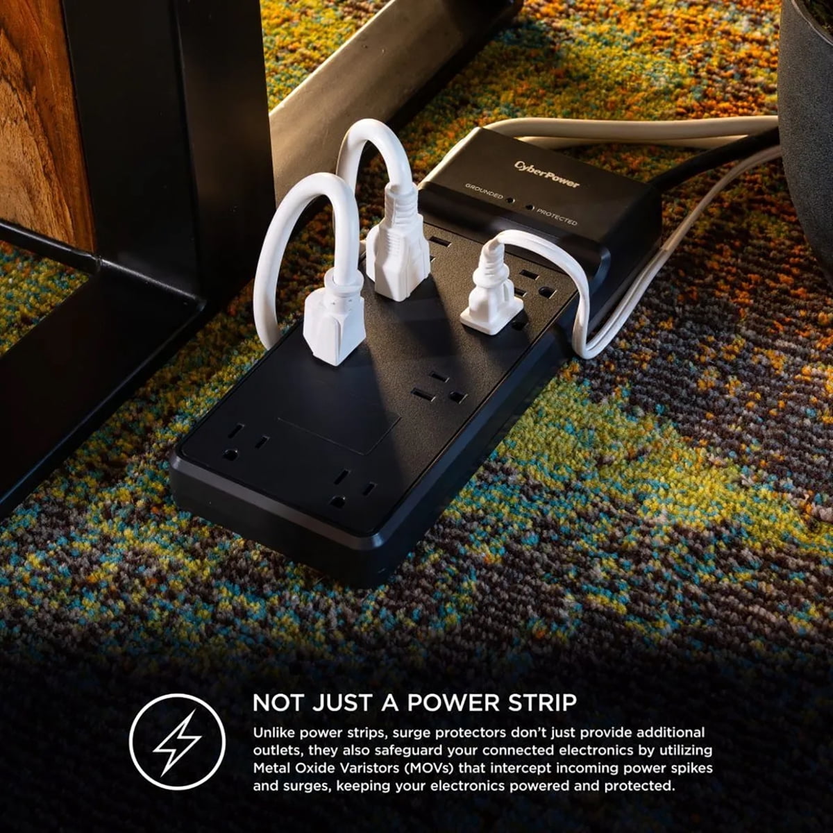 CyberPower CSB806R1 8-Outlet Essential Surge Protector with 6' Power Cord, Black