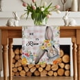 thumbnail image 2 of Happy Easter Table Runner, Spring Gray Bunny Yellow Floral He Is Risen Pink Plaid Cotton Linen Kitchen Table Decoration Washable Dining Tabletop Runners for Home Party Decor 13x108 Inches, 2 of 9