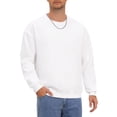 thumbnail image 5 of Men's Pullover Solid Color Crewneck Long Sleeve Gym Casual Sweatshirt L White, 5 of 6