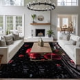thumbnail image 3 of Rectangle Area Rugs 5 x 7 Ft, Red Roses Non-Slip Residential Carpet, Valentines Day Romantic Petal Floral Black Indoor Crawling Mats Runner Rugs for Living Room/Dining Room/Bedroom, 3 of 8
