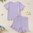 thumbnail image 4 of Zanarzt Toddler Girls Clothes Toddler Girl Summer Clothes Cotton Cute Summer Outfits Short Sleeves 2 Pieces Shorts Set Purple,2-3 Years, 4 of 4