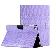Dteck Folio Case for iPad 6th Gen / iPad 5th Gen / iPad Air 2 / iPad Air 9.7 Inch with Card Slots, Slim Lightweight Crocodile Pattern Flip Stand Cover with Auto Wake Sleep,Purple
