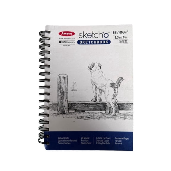 Anupam Sketch-O Sketchbook A5 | 50 Sheet 100 Pages | 100GSM | Side Spiral-Bound Sketchpad for Artists for Marker Colored Pencil Charcoal