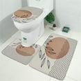 thumbnail image 2 of Brown Boho Abstract and Plant Pattern Bathroom Rugs Sets 3 Piece,Toilet Cover Set,Absorbent Non Slip Bathroom Mats Sets with U-Shaped Contour Rug Toilet Rug Set, 2 of 5