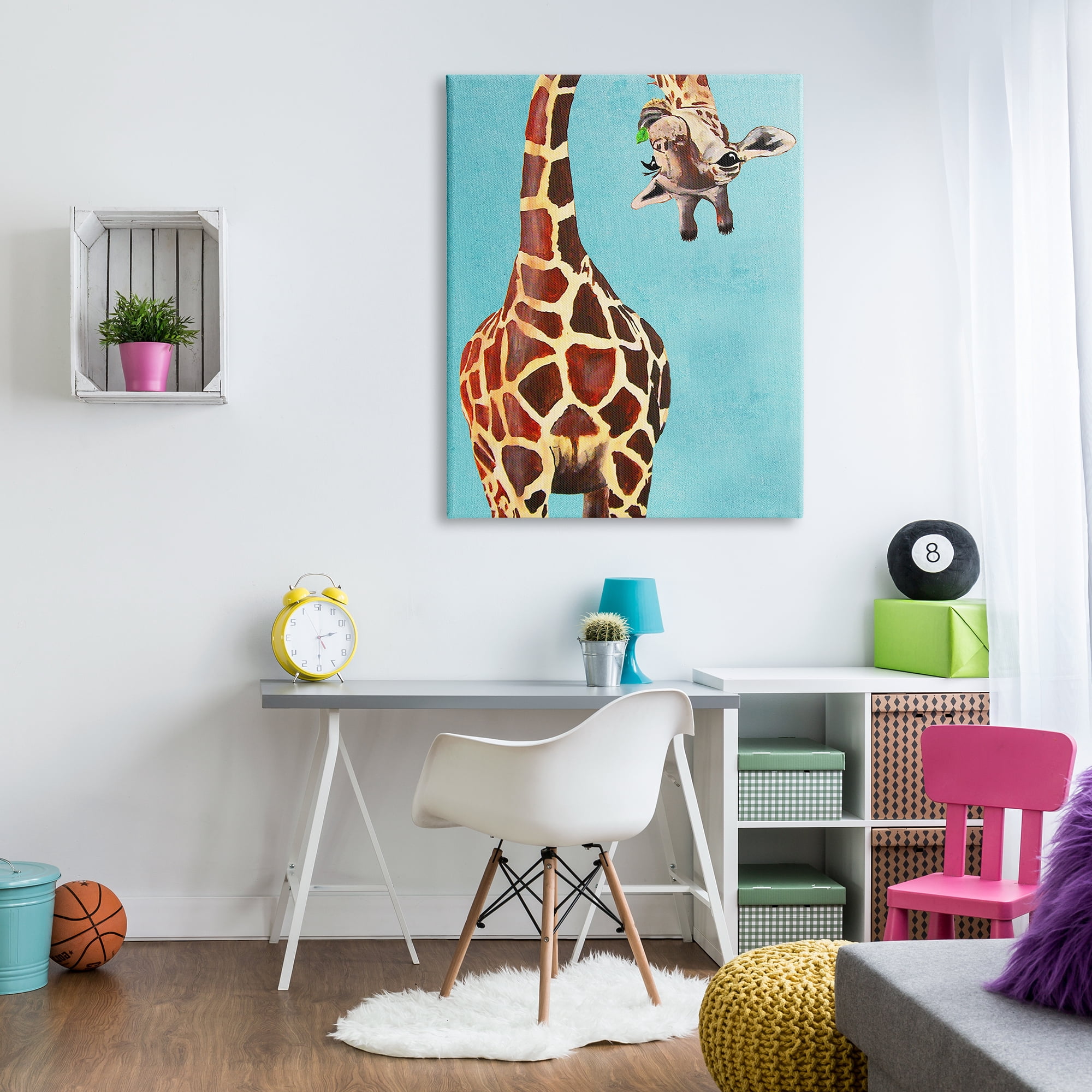 The Stupell Home Decor Collection Curious Giraffe Chewing Leaves Super Canvas Wall Art
