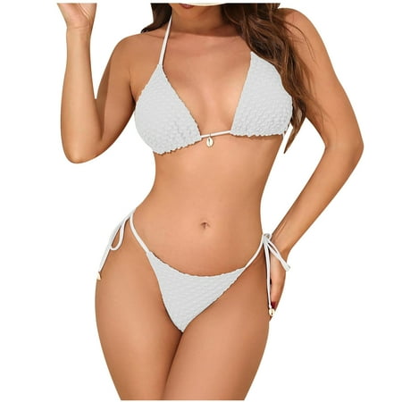 Lopeceal Women s Triangle Bikini Set Cheeky High Cut Sexy Two Piece Swimsuit Cute Halter Bathing Suit