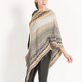 thumbnail image 3 of SWSMCLT Women's Knit Poncho Sweater Zig Zag Pullover Adult Winter Convertible Tassel Fringe Crochet Fall Hippie Mexican Aztec Poncho Wrap Soft Shawl Asymmetrical Cape Khaki One Size, 3 of 4