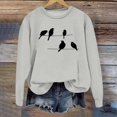 thumbnail image 4 of XIAOCHA Bird Silhouette Line Graphic Pullover Sweatshirt For Women Minimal Neutral Print Daily Top, 4 of 4