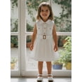 thumbnail image 4 of BemeyourBBs Toddler Baby Girl Safari Dress Kids Little Baby Girls Safari Outfit Lapel Sleeveless Front Pockets Button Down Pleated Dress with Belt Spring Summer Fall Clothes, 4 of 9