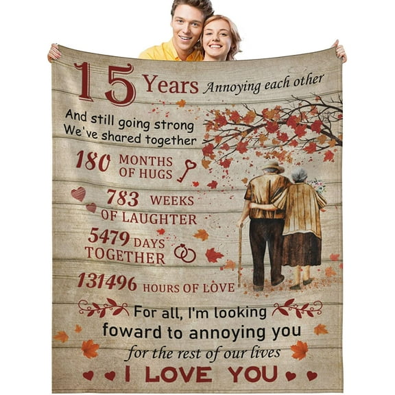 LHSHID Gifts for 15th Anniversary Blanket 15th Wedding Anniversary 15 Years of Marriage Throw Blankets Gift for Husband Wife Couple Gifts for Dad Mom 30"x40"