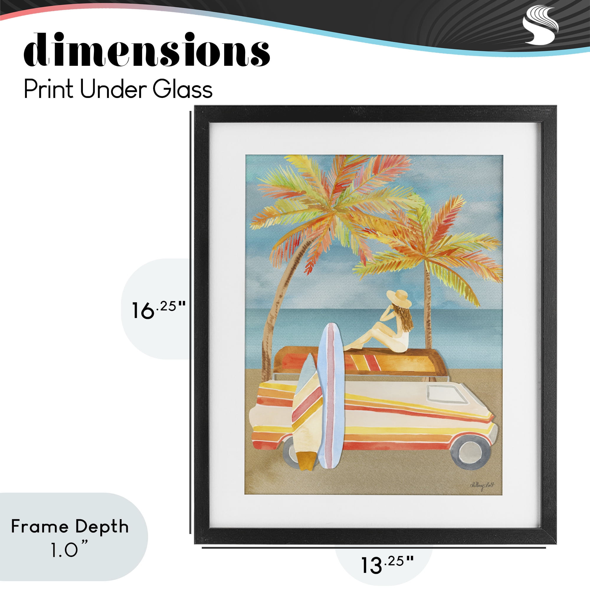 Stupell Industries California Road Trip Black Framed Print Under Glass, design by Hillary Holt