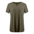 thumbnail image 3 of Ediodpoh Women's Fashion V Neck Shirt Casual and Soft Short Sleeved Top Basic T Shirt Womens Tops Casual Brown S, 3 of 3