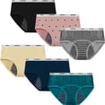 thumbnail image 2 of Uccdo 8-16T Teen Girls Cotton Underwear Hipster Briefs Undies Period Panties for Teenager Big Girls Pack of 6, 2 of 3