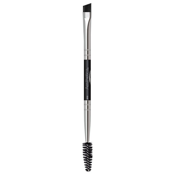Cepillo y carrete para cejas de doble punta Aesthetica Pro Series - Cepillo para cejas en ángulo para aplicación y mezcla precisas de polvos para cejas, ceras y geles - Vegano y libre de crueldad