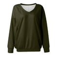 thumbnail image 7 of Kagetolytai Womens Tops Womens Casual V Neck Sweatshirt Loose Soft Long Sleeve Pullover Tops Solid Shirts With Side Pockets Plus Size Tops for Women Army Green M, 7 of 7