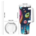 thumbnail image 4 of Fuzoiu Starry Sky Pine Tree Donut Print 40OZ Ice Bully Stainless Steel Insulated Cup with Handle and Straw - Perfect for Travel and Sports, 4 of 8