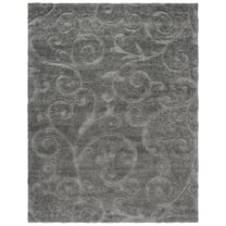 SAFAVIEH Florida Doug Floral Vines Geometric Shag Area Rug, Grey, 9'6" x 13'