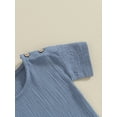thumbnail image 6 of Suealasg Kids Boy Cotton Linen Shorts Set 6M 1T 2T 3T 4T Solid Color Short Sleeve T-Shirt Tops and Shorts Toddler Baby Boy 2Pcs Summer Outfit, 6 of 9