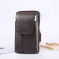 thumbnail image 4 of Men Cowhide Leather Fanny Waist Bag Solid Phone Purse Belt Pouch (Coffee), 4 of 4