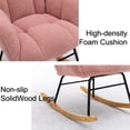 thumbnail image 5 of PORKISS Teddy Upholstered Rocking Chair with High Backrest Armchair for Living Room Bedroom, Pink, 5 of 8