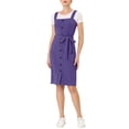 thumbnail image 6 of Allegra K Women's Button Decor Bow Tie Waist Suspender Overall Jumper Dress, 6 of 7