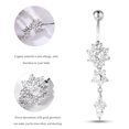 thumbnail image 4 of Zircon Belly Ring,Flower Shaped Anti allergy Belly Ring Body Piercing Ring Versatile Functionality, 4 of 7