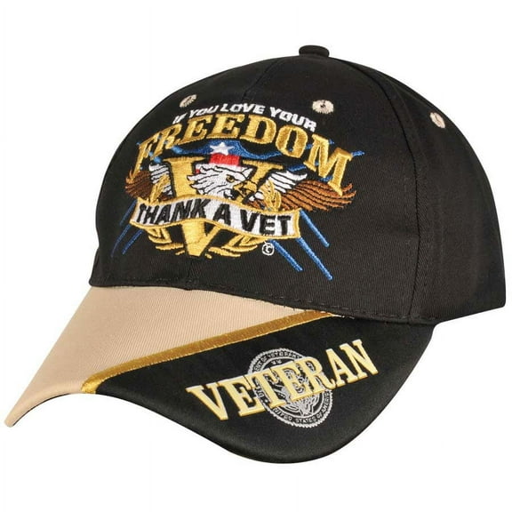 Men's Low Profile Black Freedom Thank A Vet Baseball Hat