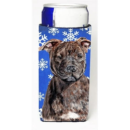 

Staffordshire Bull Terrier Staffie Winter Snowflakes Michelob Ultra bottle sleeves Slim Cans 12 Oz.
