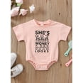 thumbnail image 2 of Bagilaanoe Newborn Baby Girl Rompers Letter Print Short Sleeve Bodysuits 3M 6M 12M 18M 24M Infant Summer One Piece Short Jumpsuit, 2 of 9