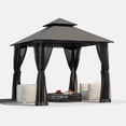 thumbnail image 6 of LazySunsets 8'x 8' Patio Gazebo Double Roof Protection All-Weather Outdoor Shelter Features Insect Screens for Backyard, Lawn, (Gray), 6 of 9