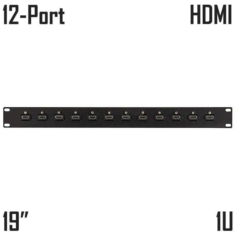 12Port 19" 1U HDMI Patch Panel Rack Mountable for Audio Video Server