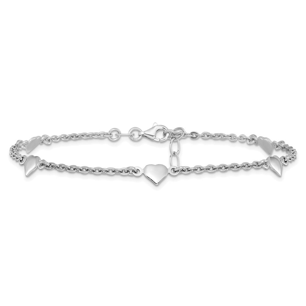 Auriga Fine Jewelry 925 Sterling Silver Heart Anklet 10inchfor Women