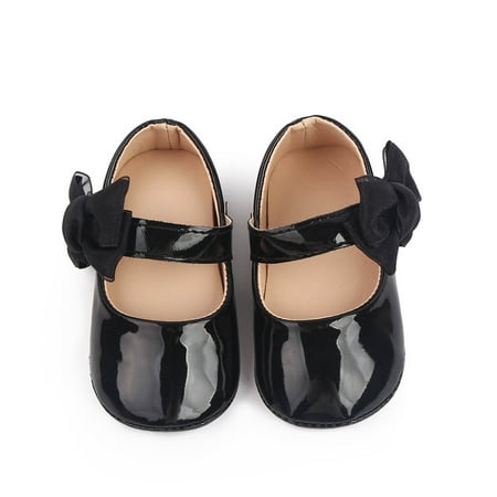

Hipattires Baby Shoes for Girls Fashion Non Slip Black Sandals First Walking Comfy Shoes